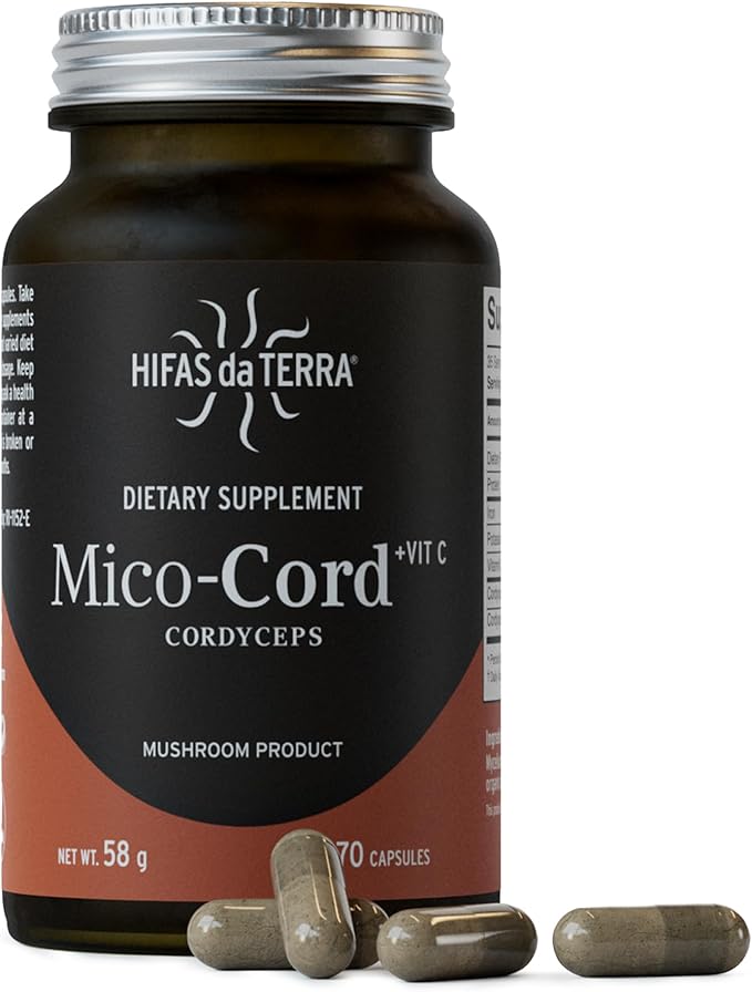 HIFAS DA TERRA Mico-Cord - Cordyceps Mushroom Capsules, Mushroom Supplement, Adaptogen Extract Powder Pills for Women & Men, Nootropic Brain Aid for Calm, Focus, & Memory - 70 Vegan Capsules