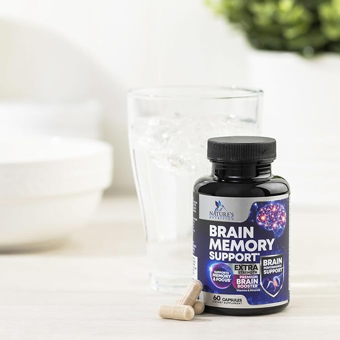 Brain Memory Supplement Pills - 3X Strength Nootropics for Concentration, Clarity & Focus Support - Brain Health Cognitive Vitamins with Bacopa, Phosphatidylserine & DMAE, Brain Booster - 60 Capsules