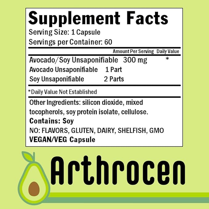 EVO Vegan Joint Health Supplement, 300Mg Avocado Soy Unsaponifiable, 60 Day Supply, One Capsule Per Day (12 Months)