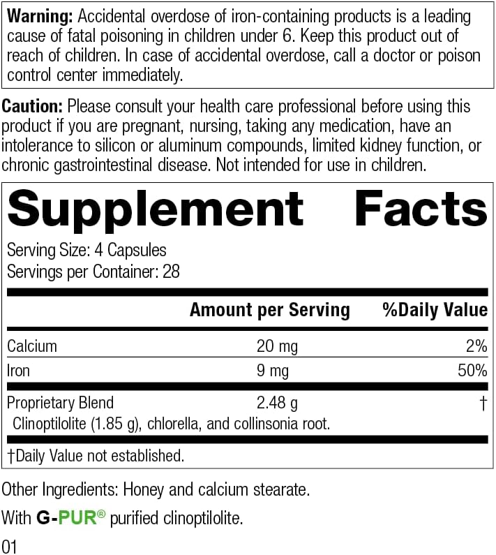 Standard Process Inc. GI Adsorb for Gastrointestinal Health and Elimination - Calcium, Iron, Clinoptilolite, Chlorella, Collinsonia Root Supplement- 112 Capsules