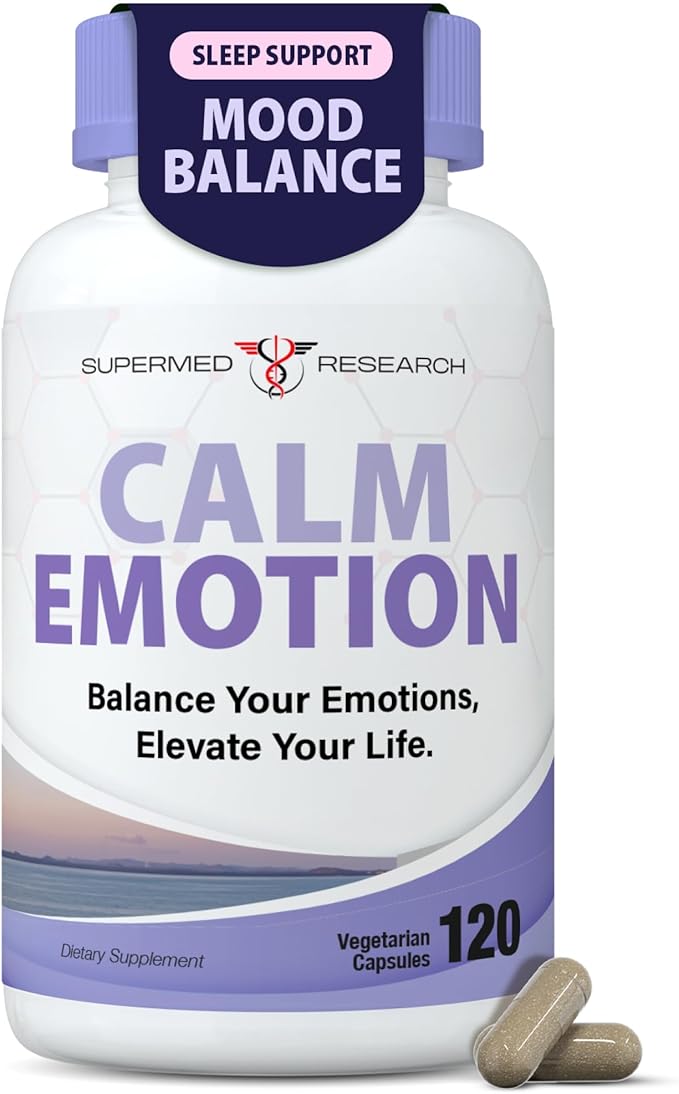 Mood Support Supplement with GABA, Ashwagandha, L-Theanine, L-Tyrosine, L-Glycine, 5-HTP & Magnesium – Supports Relaxation, Mood & Restful Sleep – Non-GMO, Vegan (120 Veg Capsules)