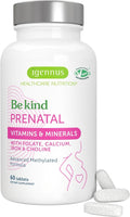 Igennus Methylated Prenatal Multivitamin for Women, Folate for MTHFR, High Absorption, Pure & Clean, Gentle Iron, Choline, Calcium & Magnesium, Vegan Pregnancy Vitamins, Halal, Non-GMO, 60 Tablets