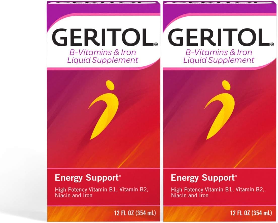 Geritol B-vitamins and Iron Liquid Supplement, 12-ounce, 2 Count