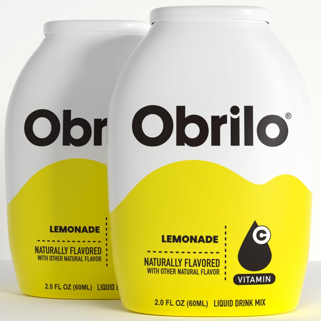 Obrilo Water Enhancer Liquid Flavoring Drops - ZERO Sugar/Calorie, Dye Free, Naturally Flavored Drink Syrup, 2.0 fl oz x 2 Bottles for Kids & Adults (Lemonade)