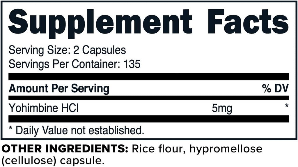 PrimaForce Yohimbine HCl 2.5mg, 270 Capsules - Premium Supplement, Boosts Performance, Zero Fillers, Non-GMO and Gluten Free