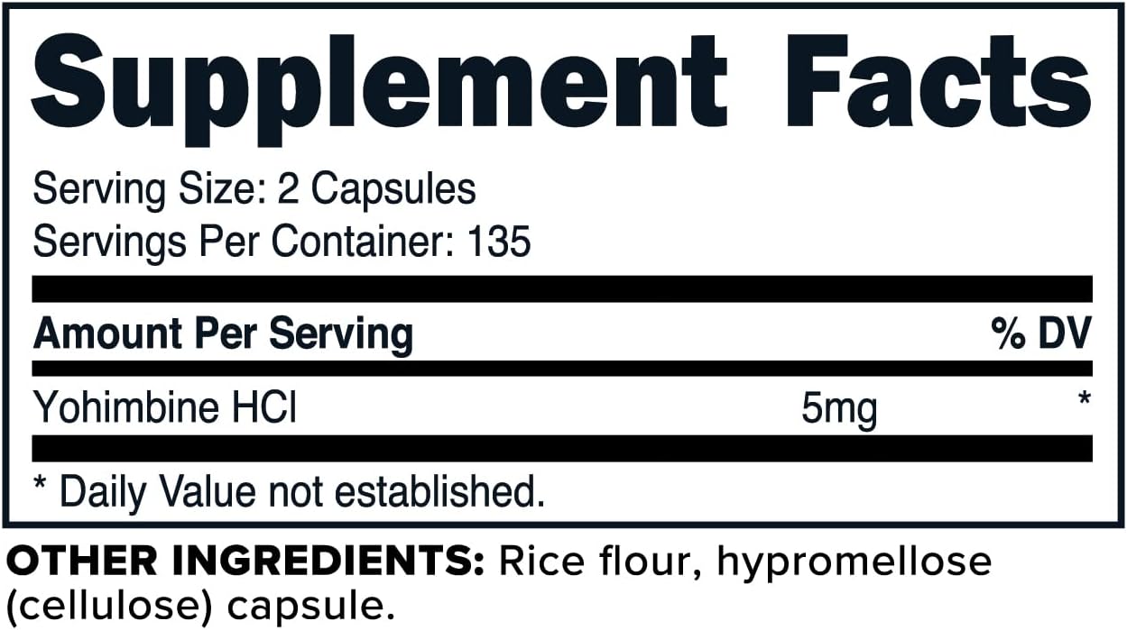 PrimaForce Yohimbine HCl 2.5mg, 270 Capsules - Premium Supplement, Boosts Performance, Zero Fillers, Non-GMO and Gluten Free