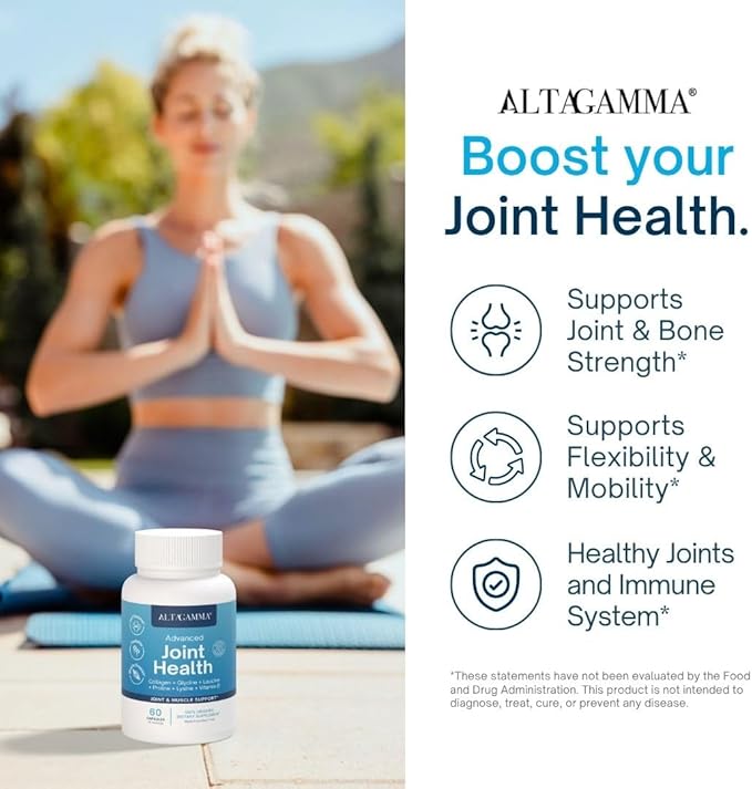 Joint Support Supplement - Joint Supplement, Knee, Tendon and Ligament Supplements - Joint Supplements for Men & Women with Marine Collagen, Omega 3, Glutamine & Vitamin D3-60 Capsules