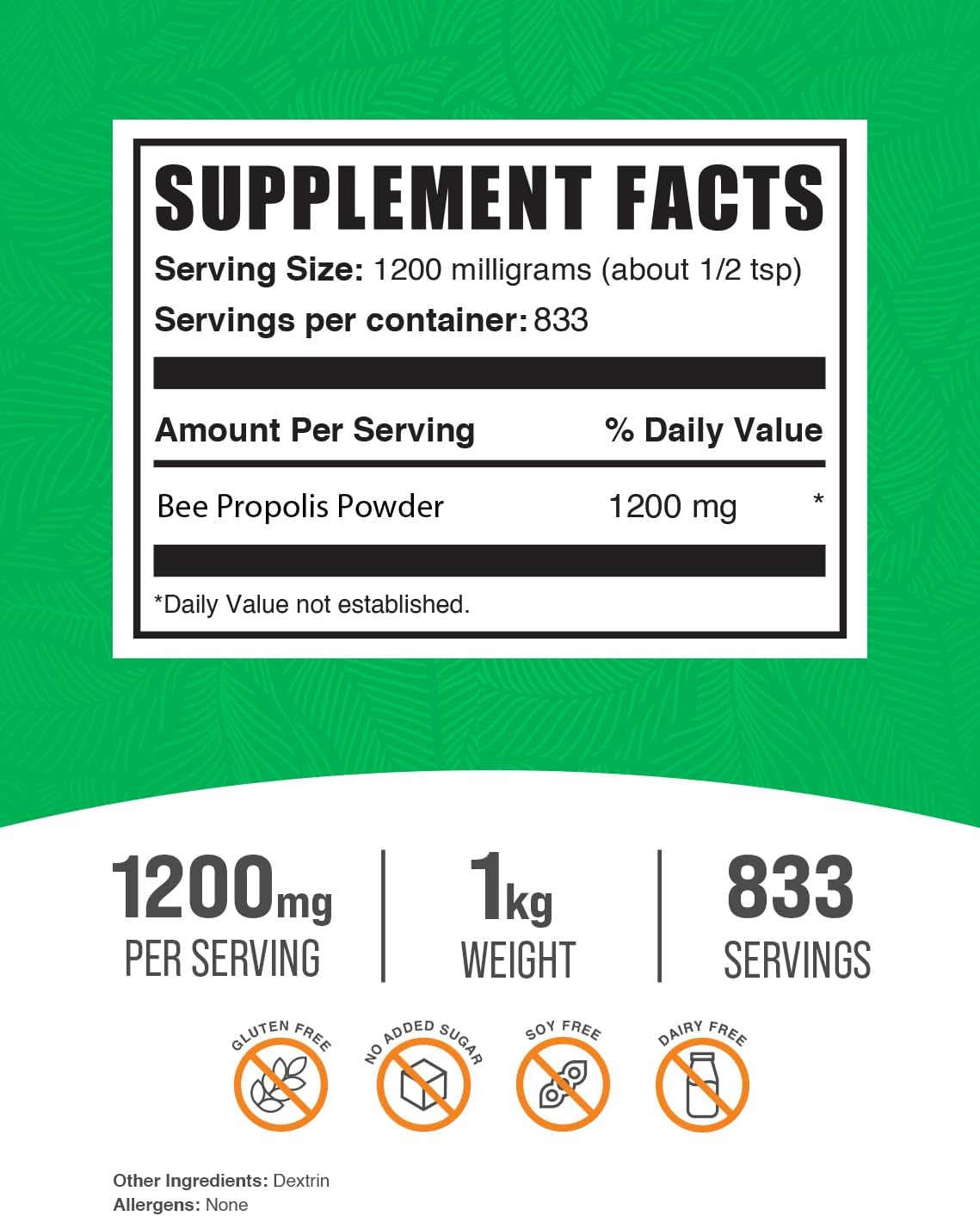BulkSupplements.com Bee Propolis Powder - Bee Propolis Supplement, Superfood Supplement - Natural & Gluten Free, 1.2g per Serving, 1kg (2.2 lbs) (Pack of 1)