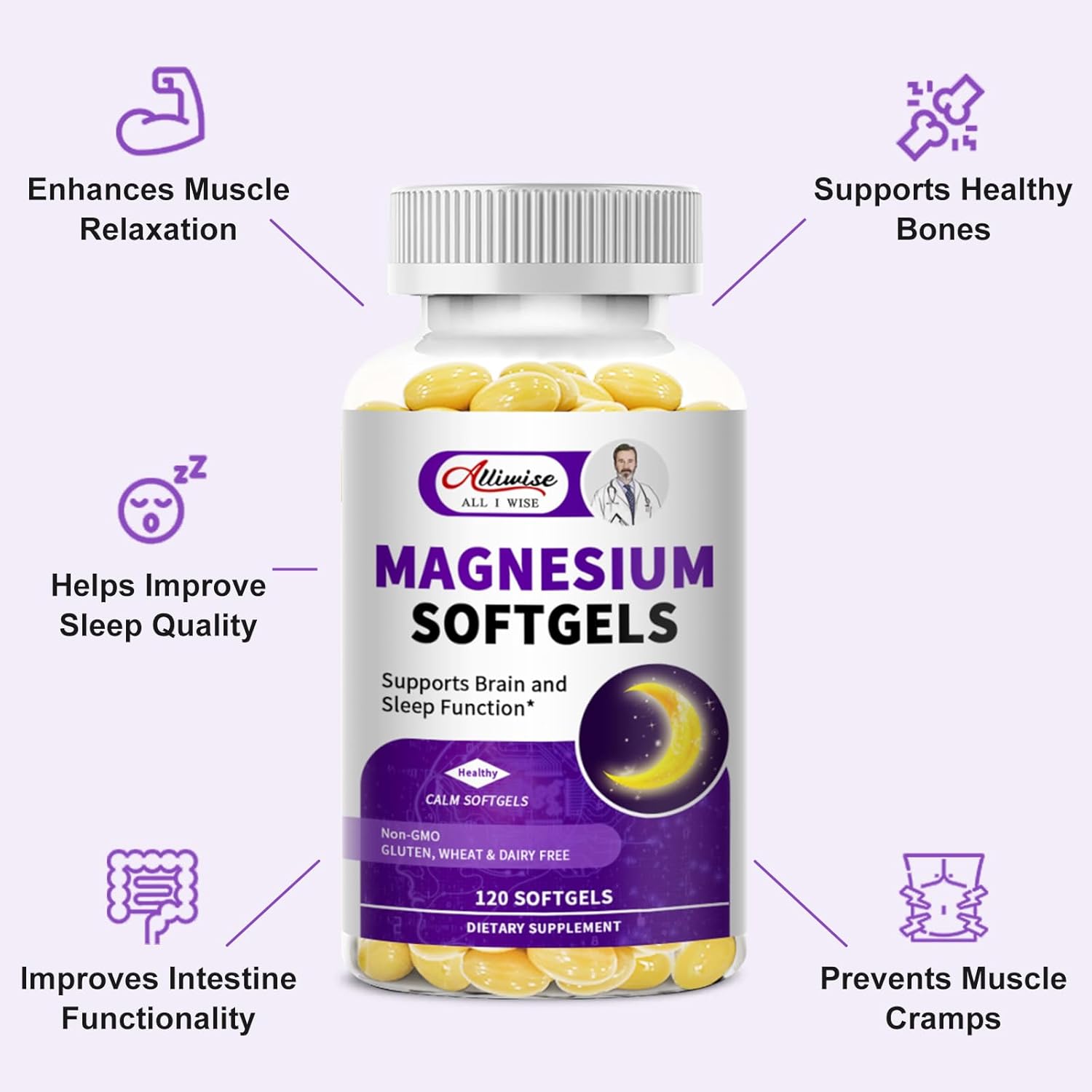 2 Pack High Absorption Magnesium Glycinate 400mg Softgels Supplement, Magnesium with Calcium - Highly Bioavailable - with Vitamin D3 & K2, for Sleep, Mood, Brain Support