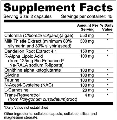 Wellness Resources Daily Detoxify with Silymarin, Dandelion, RA Lipoic Acid, NAC, Chlorella and More for Liver Support and Comprehensive Detoxification (90 Capsules)
