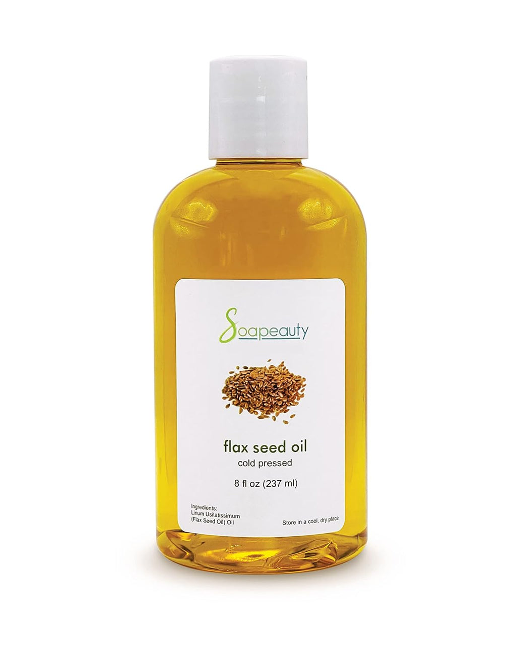 Soapeauty Flax Seed Oil Unrefined Cold Pressed 100% Pure and Natural | for Skin, Hair and DIY Recipes | Source of Omega-3 & ALA | 8 fl oz