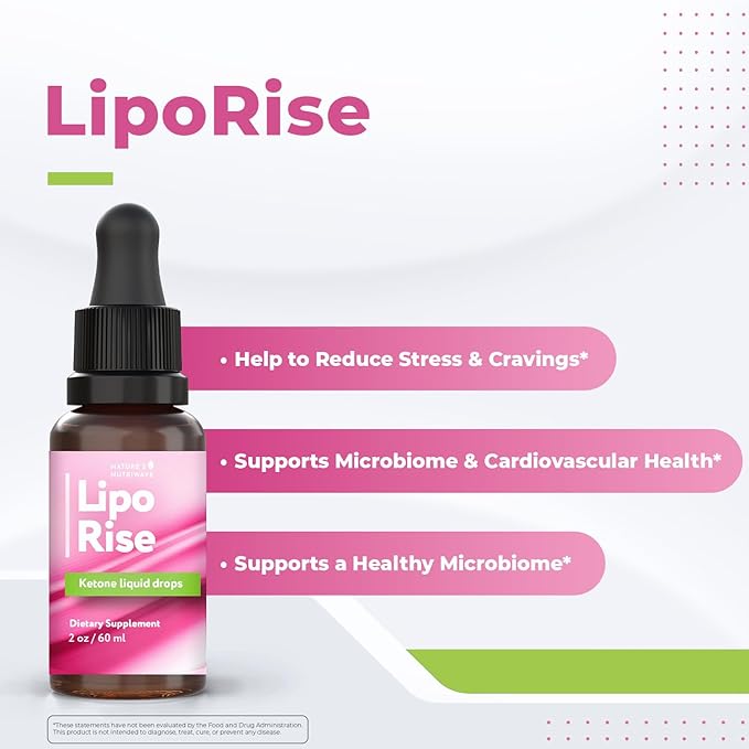 LipoRise Drops – Natural Liquid Supplement with 100% Plant-Based Ingredients, maca root, grape seed & citrus extracts | Non-GMO | GMP Certified | Made in USA | 60 mL, 60 Servings, 2 Month Supply