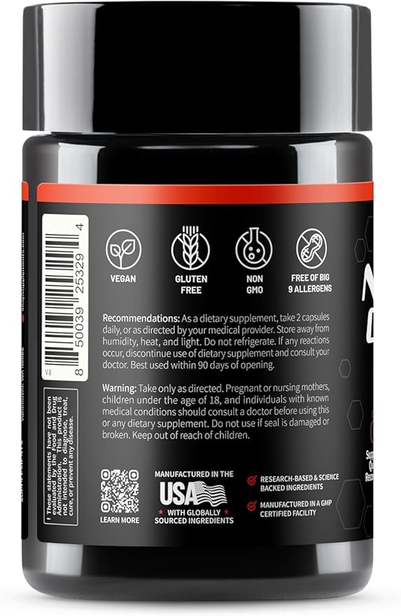 Snap Supplements Nitric Oxide Supplement with L-Arginine to Support Energy, Quick Recovery, Heart Health, Muscle Growth & Circulation, 60 Vegetarian Capsules (1 Month Supply)