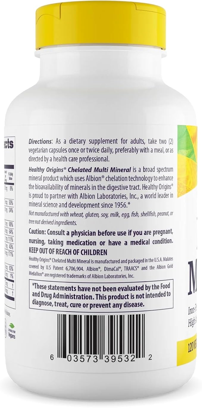 Healthy Origins Chelated Multi Mineral (Albion Minerals, Bioavailable, Non-GMO, Gluten Free), 240 Veggie Caps