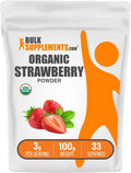 BulkSupplements.com Organic Strawberry Powder - Fruit Powder from Organic Strawberries - No Sugar Added & Gluten Free, 3g per Serving, 100g (3.5 oz) (Pack of 1)