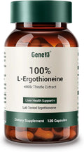 Clinically Studied L-Ergothioneine + Milk Thistle Supplement – Advanced Cellular and Liver Health Support – 30mg 99.99% Ultra-Pure Ergothioneine – Vegan, Non-GMO, 120 Count
