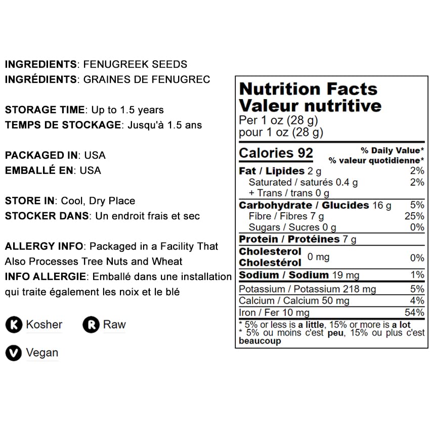 Food to Live Fenugreek Powder, 7 Pounds – Ground Methi Seeds, Kosher, Vegan, Bulk. Rich in Dietary Fiber and Iron. Great for Spice Blends, Curries, Chutneys, Vegetable Dishes, and Smoothies