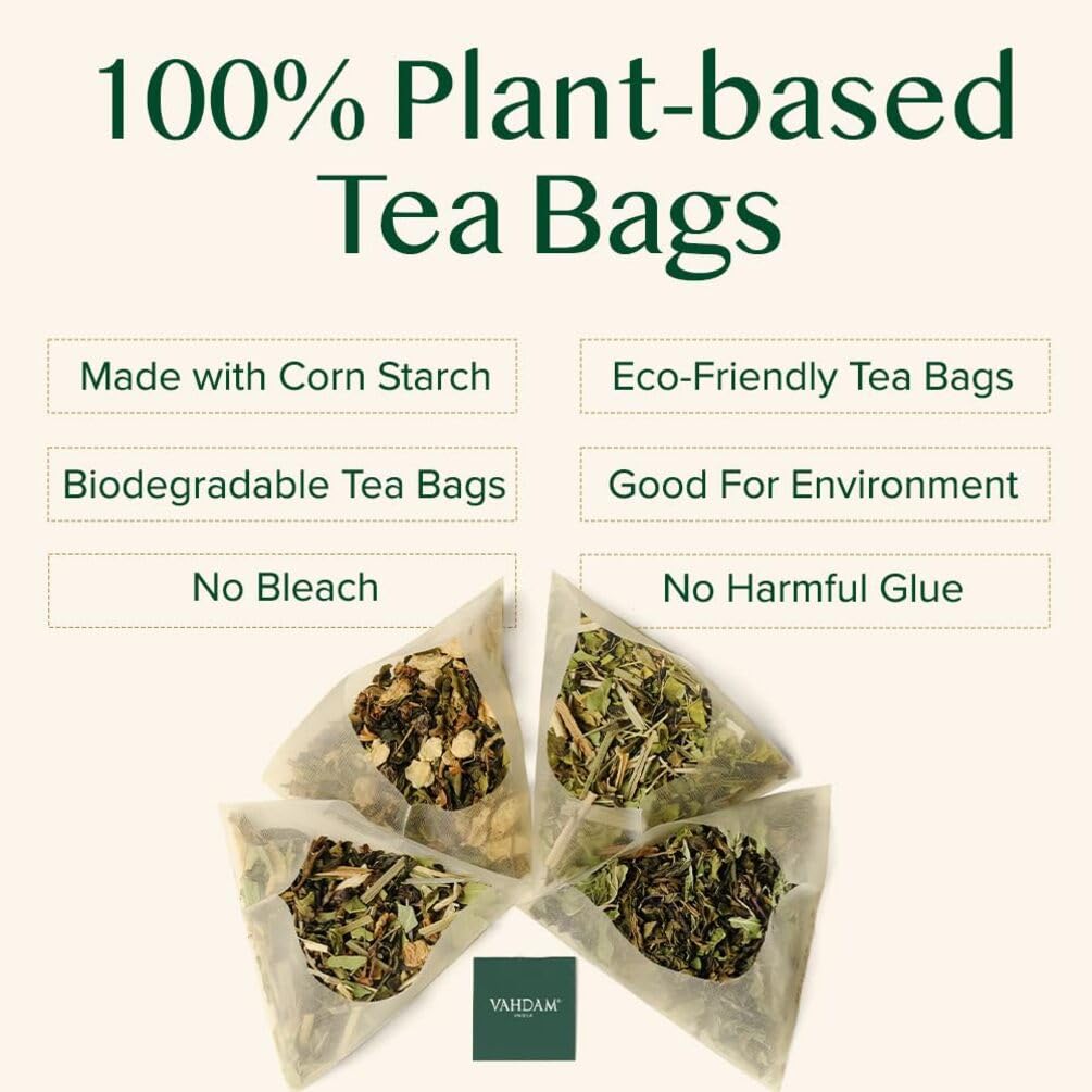 VAHDAM, Chamomile Herbal Tea (100 Pyramid Tea Bags) Resealable Ziplock Pouch | Caffeine Free, Non GMO, Gluten Free | 100% Pure Tisane - Sweet & Floral | Made With Natural Chamomile Flowers