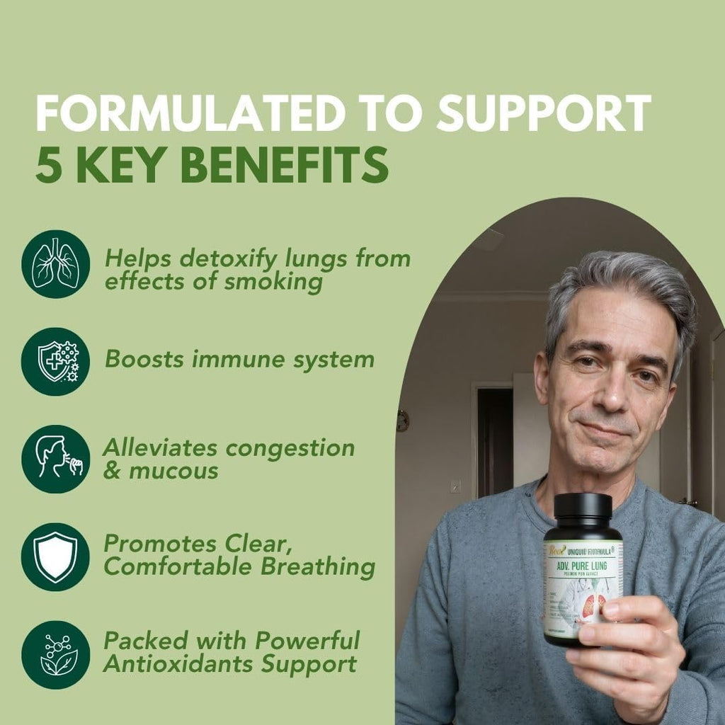 Adv. Pure Lung | Lung Cleanse and Detox | Herbal Respiratory Supplement for Lung Support with Chaga Mushroom, Curcumin Turmeric, Honeysuckle Flower, Astragalus, Quercetin, Pomegranate