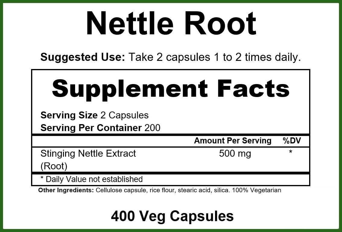 GreenPacks® Stinging Nettle Root Extract (High-Potency) Supplement - 400 Capsules