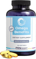 PRN DE Omega 3 Supplement - 120 Softgels, 30-Day Supply - rTG Omega 3 Fatty Acids with 1680mg EPA, 560mg DHA & Vitamin D for Skin, Joint, Brain, Eye and Heart Health