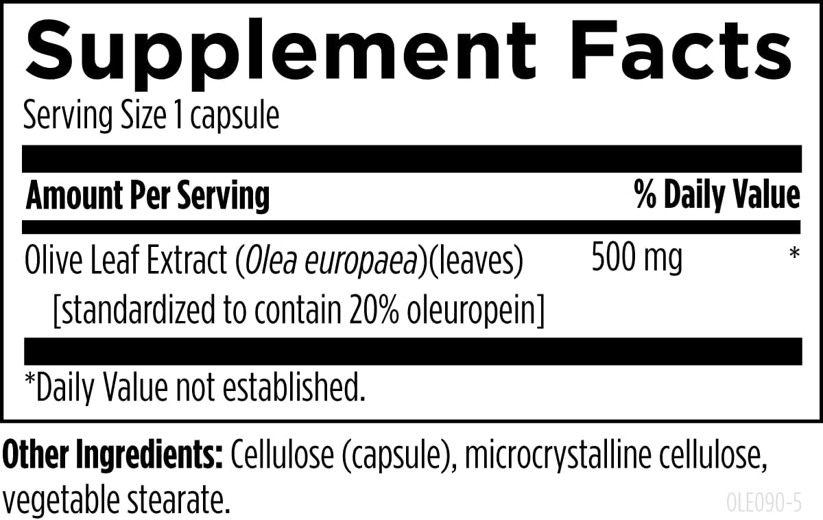 Designs for Health Olive Leaf Extract Capsules - 500mg Leaves Extract Supplement Standardized to 20% Oleuropein - Supports Microbial Balance + Immune Health, Non-GMO + Vegetarian (90 Capsules)