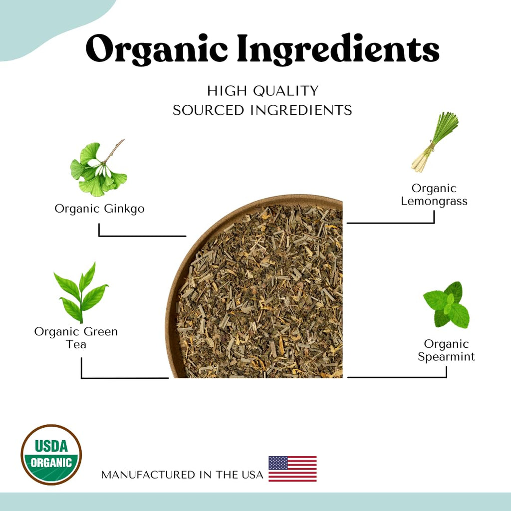 AutoimmuniTea –- AIP Energy Tea Blend, for Energy Boost, Cognitive Function, with Organic Green Tea, Lemongrass, and Spearmint - 15 Tea Bags (30 Cups)