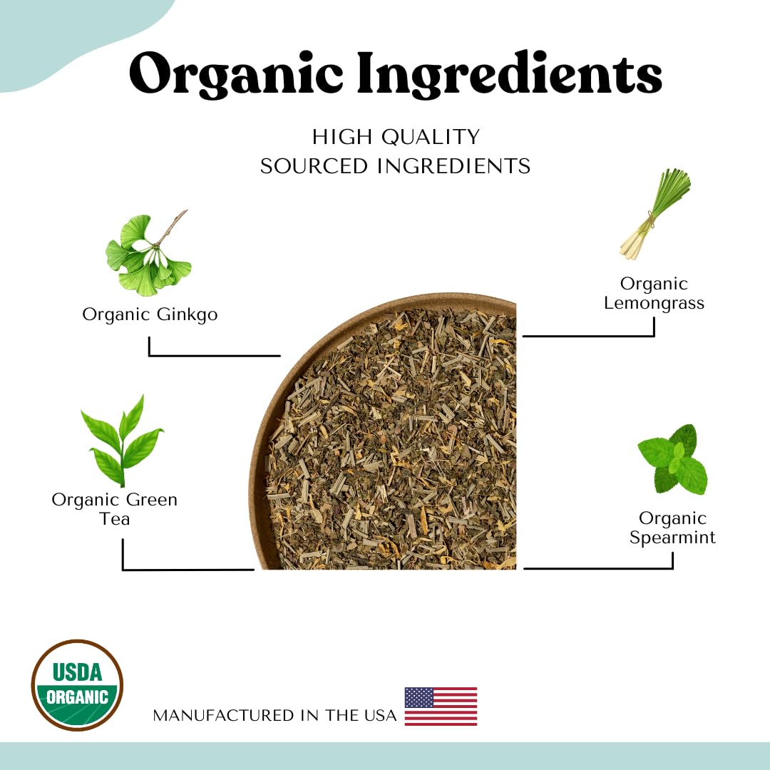 AutoimmuniTea –- AIP Energy Tea Blend, for Energy Boost, Cognitive Function, with Organic Green Tea, Lemongrass, and Spearmint - 15 Tea Bags (30 Cups)