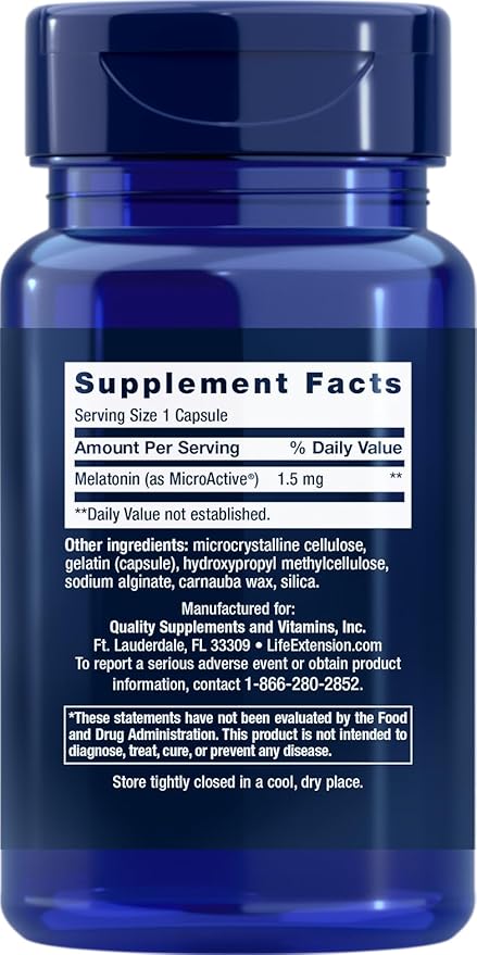 Life Extension Melatonin IR/XR, 1.5 mg, immediate- and Extended-Release Formula for Optimal Sleep Support, Healthy circadian Rhythms, Cellular Defense, Gluten-Free, Non-GMO, 60 Capsules (Pack of 2)