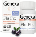Genexa Flu Fix | Multi-Symptom Flu Remedy for Kids & Adults | Relieves Aches, Fever, Congestion | Acai Berry Flavor | Organic & Non-GMO | Homeopathic Remedy Made Clean | 60 Chewable Tablets, Ages 4+