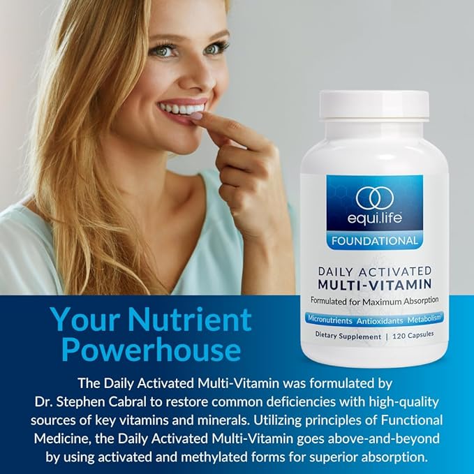 Equilife Daily Activated Multivitamin, 21 Essential Nutrients with B Complex, Antioxidant Formula for Overall Wellness, Gluten-Free, Non-GMO, 120 Capsules