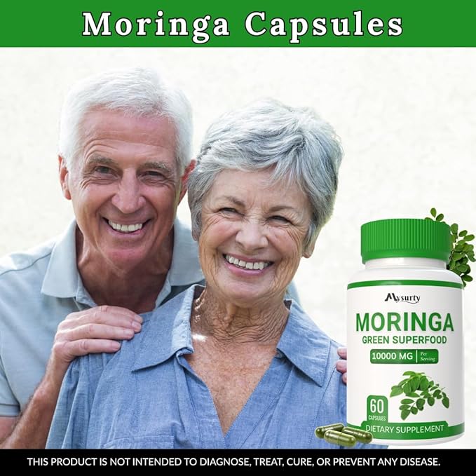 Moringa Capsules | Moringa Powder Organic | Moringa Supplement | 10000MG Moringa Leaf Extract, Complete Green Superfood, Skin & Health, Immune System-60 Count (Pack-5)