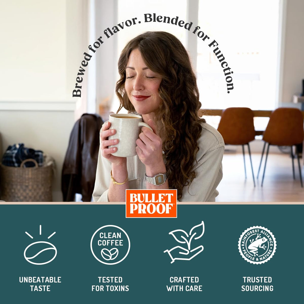 Bulletproof The High Achiever Single-Serve Pods, 24 Count, Medium-Dark Roast Enhanced Coffee with Lion's Mane Mushroom, B Vitamins, and Adaptogens for Energy and Focus