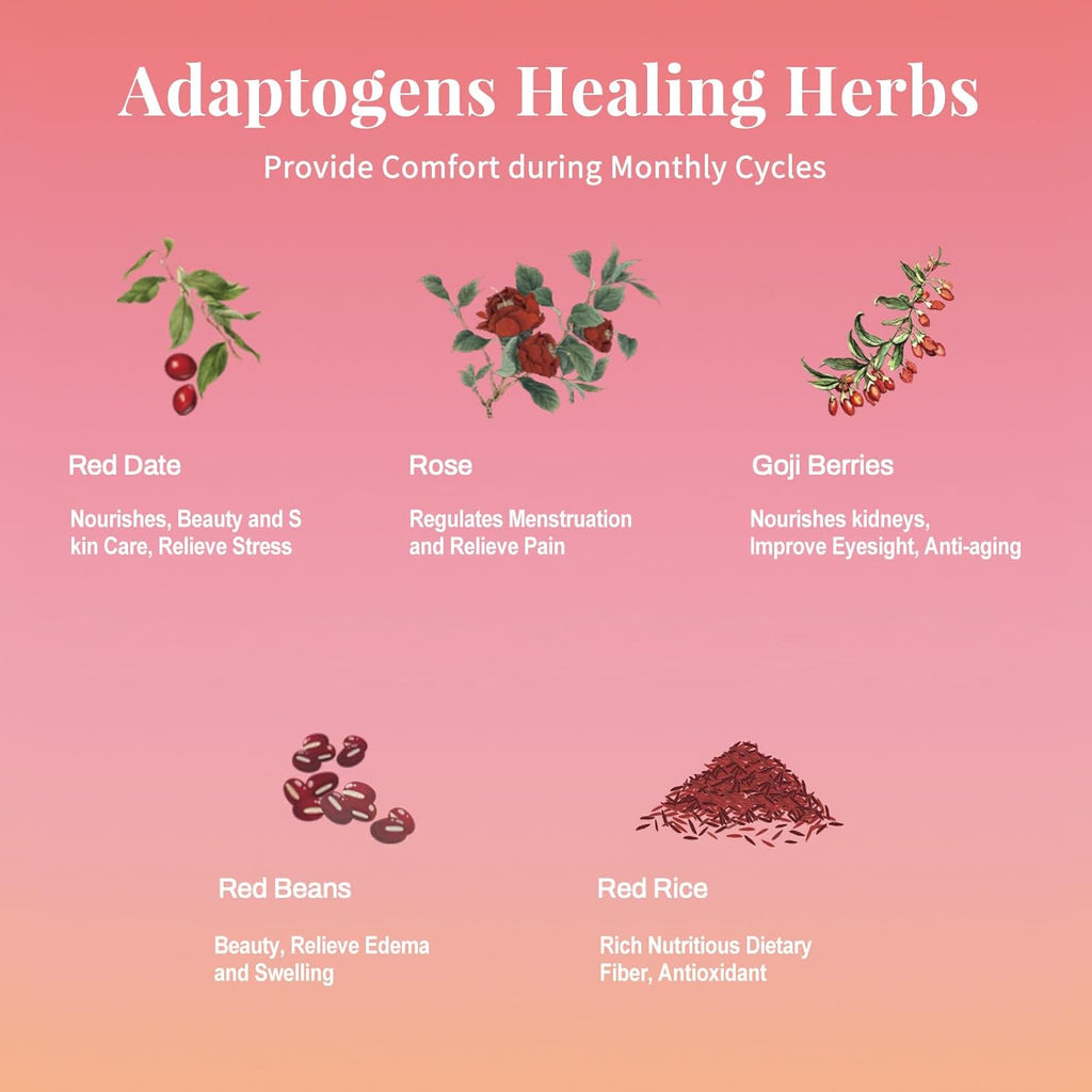 Five Reds Tea for Rejuvenates Energy, Leafberry Sampler Wellness Functional Herbal Tea Detox Boosts Immunity Awaken Rose Jasmine Red Dates Beans 10 Bags Box Teas Drinkers Gifts for Women