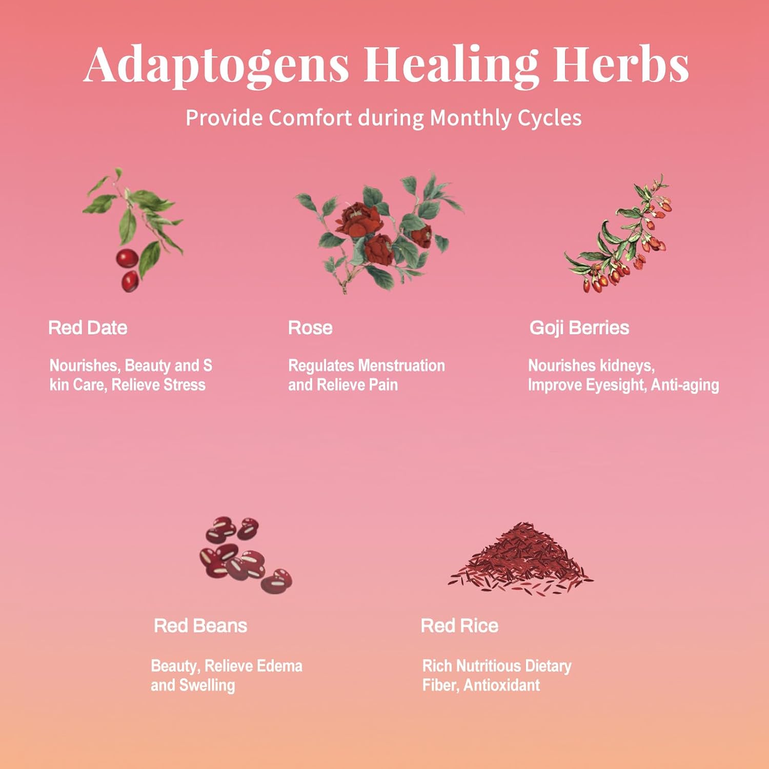 Five Reds Tea for Rejuvenates Energy, Leafberry Sampler Wellness Functional Herbal Tea Detox Boosts Immunity Awaken Rose Jasmine Red Dates Beans 10 Bags Box Teas Drinkers Gifts for Women
