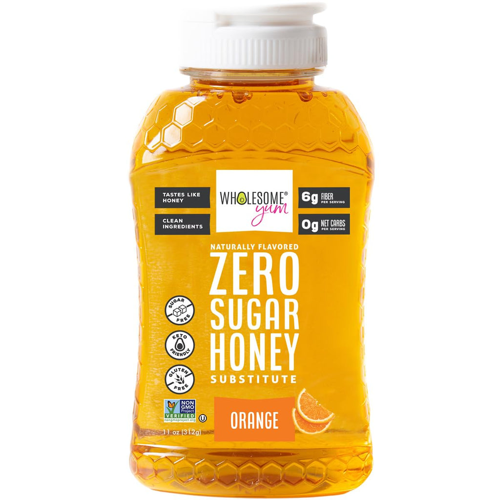 Wholesome Yum Orange Zero Sugar Honey Substitute (Keto) - Natural Sugar Free Honey Alternative With Monk Fruit & Allulose - 0 Net Carbs, Non-GMO, Gluten Free, No Aftertaste (11 oz)