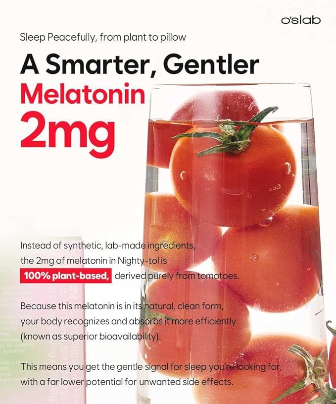 O'slab Nightlitol 2mg Melatonin & L-Theanine 200mg | GABA, Ecklonia Cava Extract Sleep Support Supplement | Natural Flavor Mint Chewables, Non-Pill | Women Wellness | 30 Mints