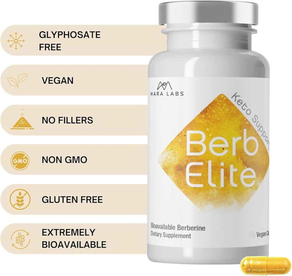 Mara Labs BerbElite | 350mg Berberine HCL & Broccoli Seed Complex for Increase Bioavailability | 30 Vegan Capsules