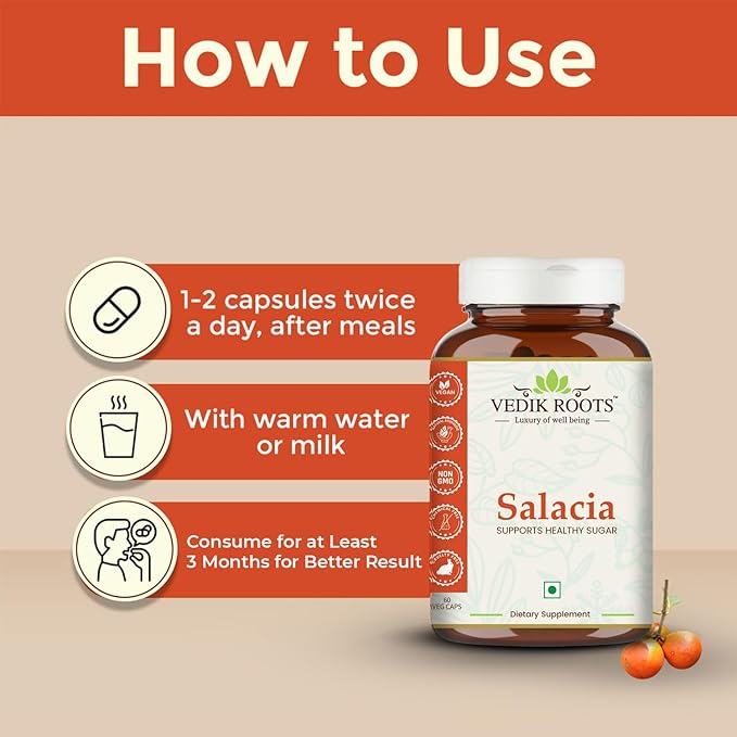 Salacia Capsules – Pure & Natural Herbal Supplement | Traditionally Used for Wellness & Balance | 60 Vegetarian Capsules