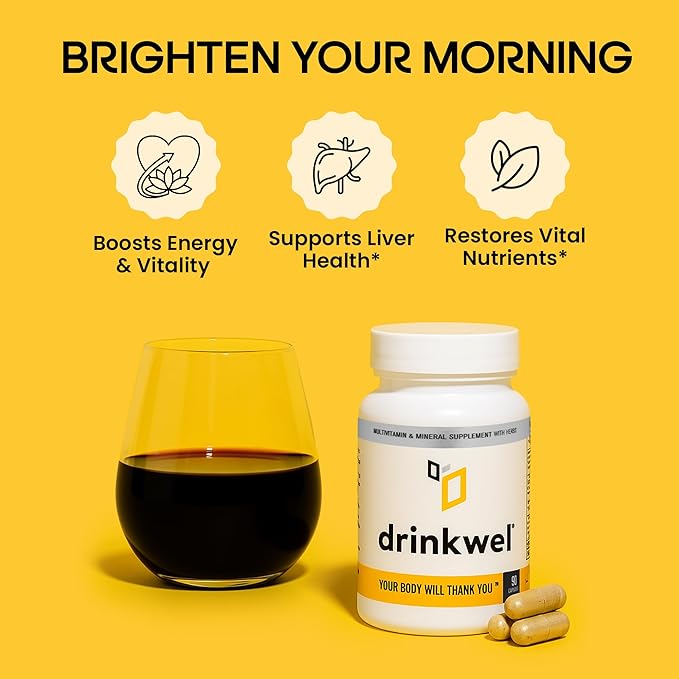 drinkwel Premium Multivitamin Supplement - Pack of 3 x 90 Capsules - Morning Recovery, Liver Support & Immune Support- Milk Thistle, Vitamin C, Zinc, Magnesium