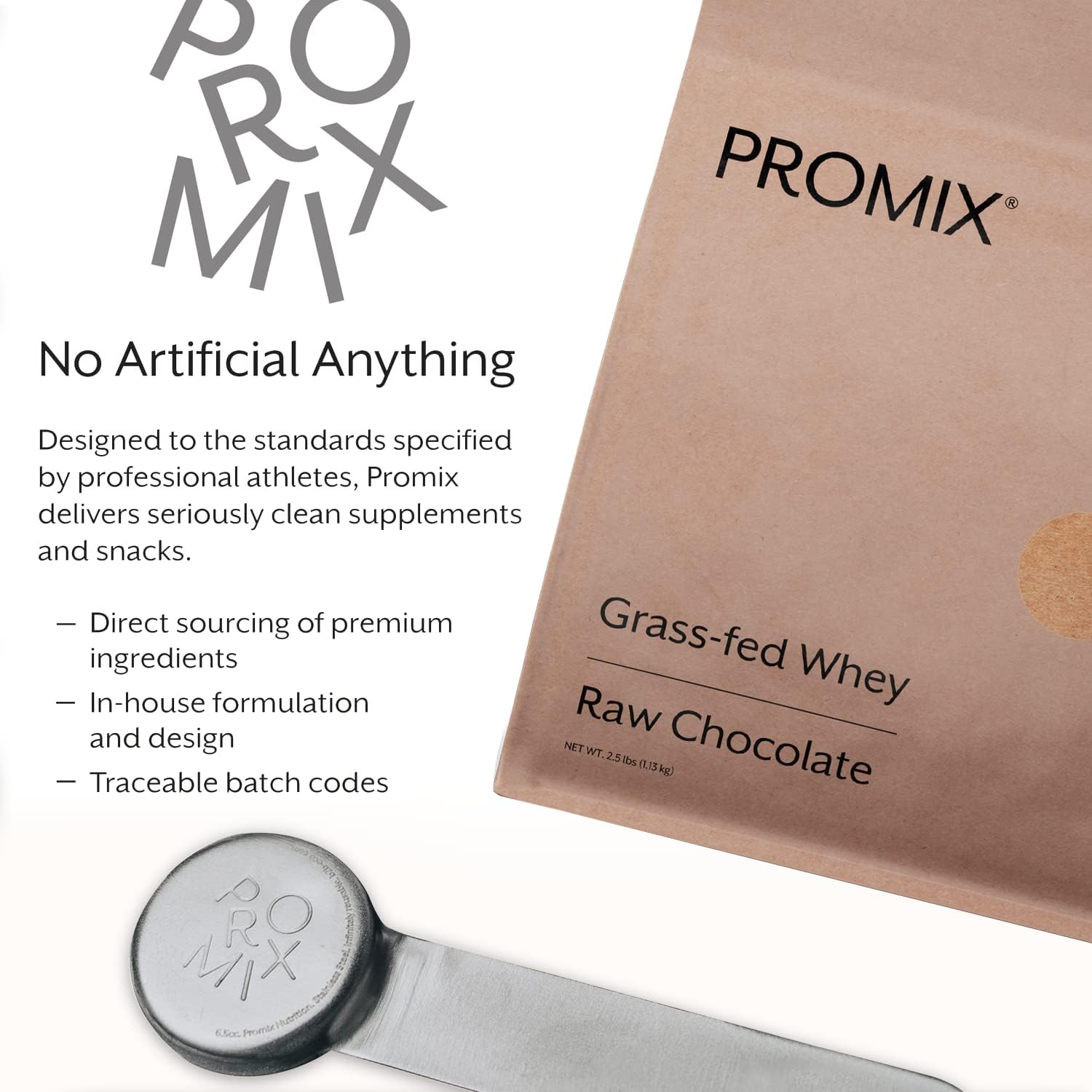 ProMix Nutrition Whey Protein Powder, Chocolate Peanut Butter - Grass-Fed - ­Post Workout Fitness & Nutrition Shakes, Smoothies, Baking & Cooking Recipes - Gluten-Free - 2.5 Pound (Pack of 1)