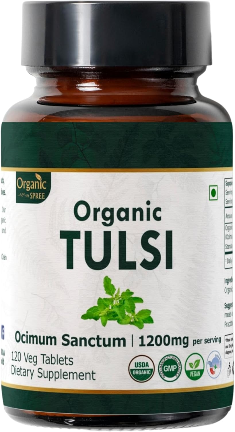 Tulsi 120 Tablets – USDA Organic Holy Basil – Supports Stress Relief & Adaptogenic Balance*