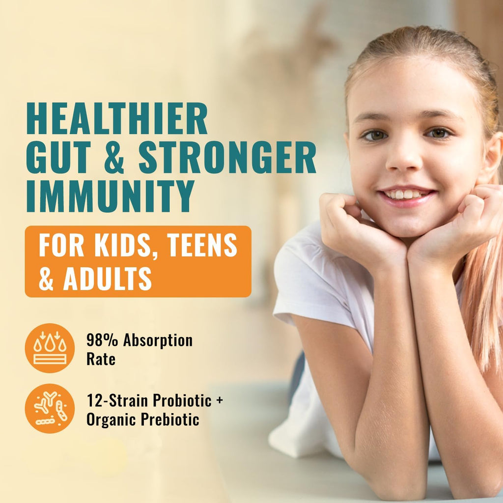 Liquid Probiotic for Women, Men, Kids, Toddler Probiotic: USDA Organic Probiotics, Vegan Probiotic Liquid & Alfalfa Blend + Acidophilus for Gut Health, Dairy Gluten Sugar Free, Non-GMO Oral Probiotics
