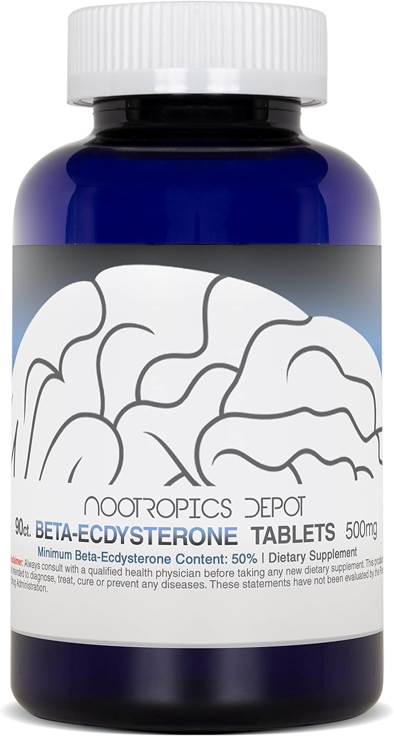Nootropics Depot Beta Ecdysterone/20-Hydroxyecdysone 50% Tablets | 500mg | Cyanotis Arachnoidea Extract | Phytoecdysteroid | 90 Count