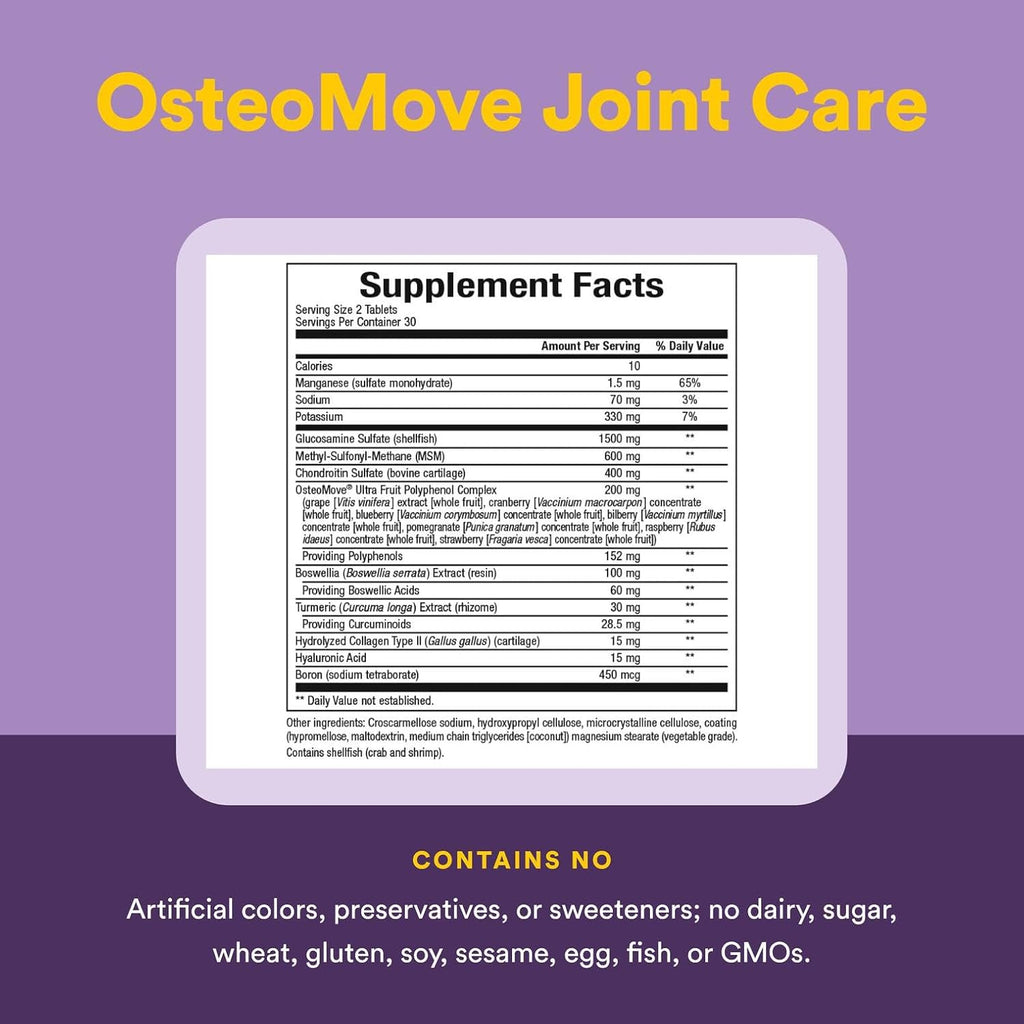 Natural Factors, OsteoMove Joint Care, Extra Strength Support for Joint and Bone Health, Non-GMO, 60 tablets (30 servings)