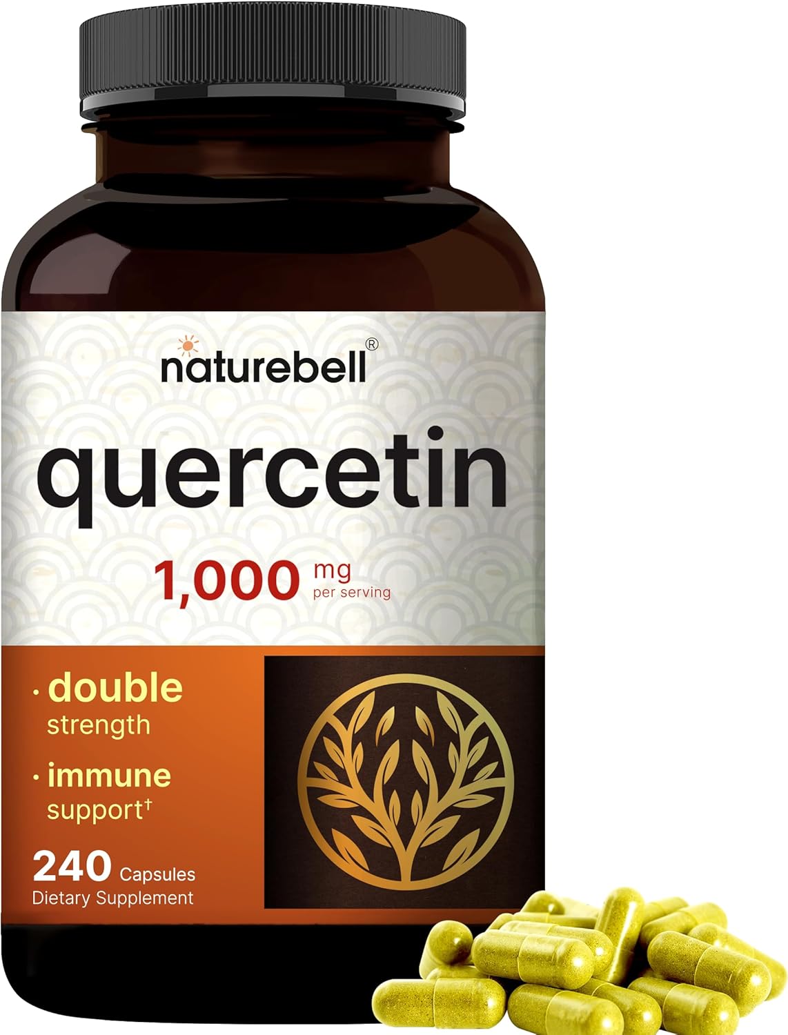 NatureBell Quercetin1000mg Per Serving | 240 Capsules, Ultra Strength Quercetin Supplement | Bioflavonoids for Healthy Immune Support, Third Party Tested, Non-GMO & No Gluten