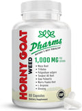 PHARMS Hornygoatweed for Men & Women (1,000 mg) - Energy & Stamina Capsules with Maca Root, Tribulus, Tongkat Ali, Saw Palmetto & Ginseng - Female & Male Performance Enhancing Supplement - 60 Capsules