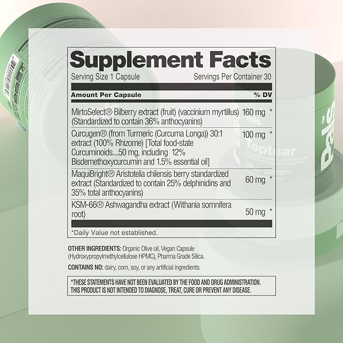 Dry Eye Relief Supplements for Adults with Pure Bilberry Extract Toptear Ultimate Eye Vitamins for Eyesight, Dryness Relief, Strain, Optical Nerve & Vision Care Support, Vegan Capsules (30 Days) PALS