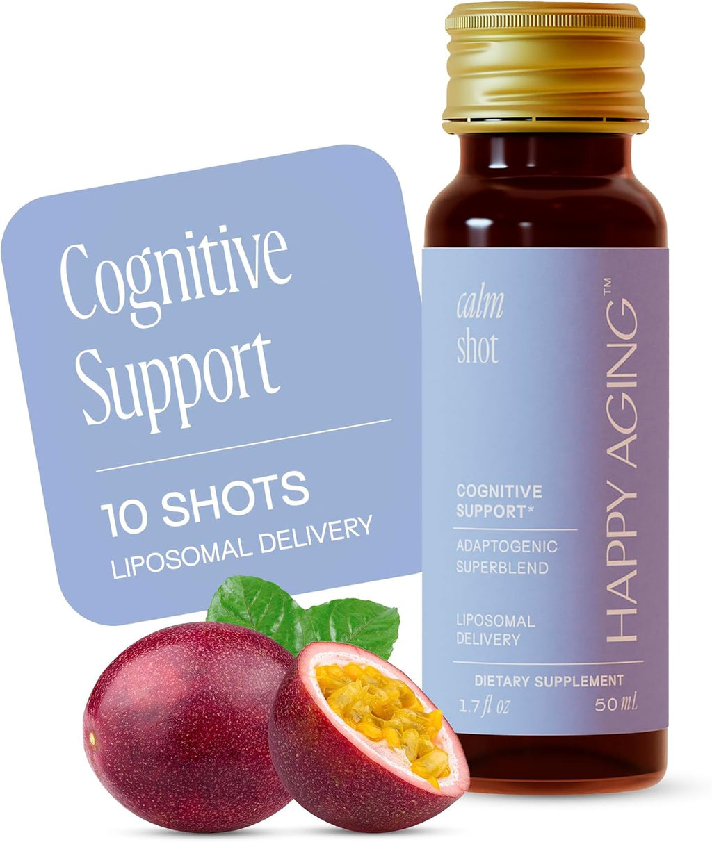 Calm Shot | Liposomal Stress & Cognitive Support | Passion Fruit Flavor - Adaptogens + Magnesium + Ashwagandha | Vegan, Non-GMO, No Sugar (1)
