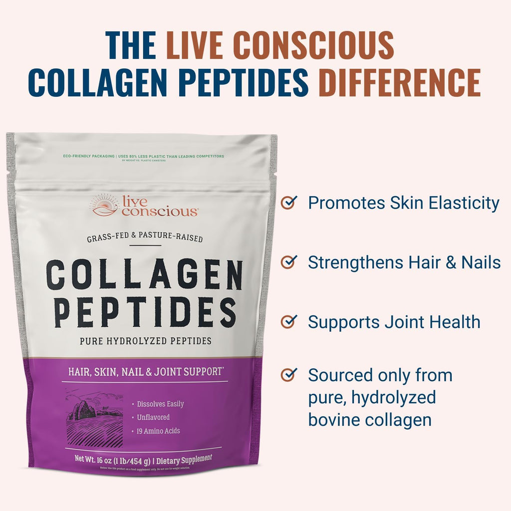 Collagen Peptides Powder - Naturally-Sourced Hydrolyzed Collagen Powder - Hair, Skin, Nail, and Joint Support - Type I & III Grass-Fed Collagen Supplements for Women and Men - 41 Servings - 16oz